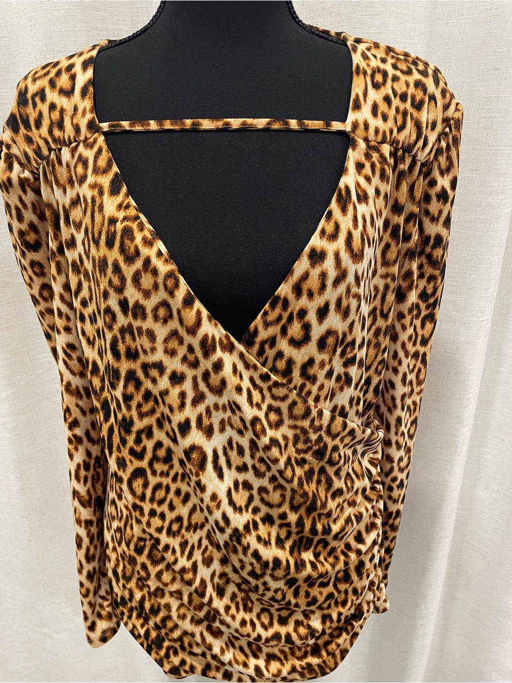 Leopard Print Surplice Top - Brown & Black Animal Print, Leopard Print